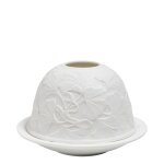 Photophore lithophanie feuillage en biscuit de porcelaine