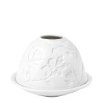 Photophore lithophanie fleurs majestueuses en biscuit de porcelaine