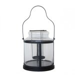 Photophore verre et acier h24, 5 cm