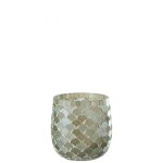 Photophore en verre azur 12x12x12. 5 cm