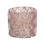 Photophore en verre et ciment rose