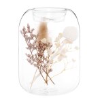 Photophore en verre et fleurs sches