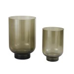 Photophores en verre vert kaki (x2)