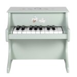 Piano enfant vert d'eau motifs animaux blancs, marrons et noirs