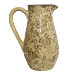 Pichet en cramique maille fleurs marron 20x14. 5x25. 5