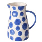 Pichet  eau ou jus de fruit en cramique blanc et bleu 2l
