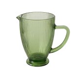 Pichet  eau ou jus de fruit en verre stri vert 1l