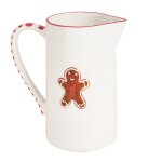 Pichet en grès blanc, marron et rouge 1, 7l Pichet en grès blanc, marron et rouge 1, 7l
