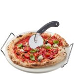 Pierre à pizza céramique 33cm avec cadre et coupe - pizza Pierre à pizza céramique 33cm avec cadre et coupe - pizza