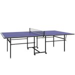 Ping - pong table pliable compacte 4 roulettes bleu