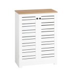 Placard de rangement avec 2 portes persiennes effet bois blanc