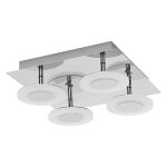 Plafonnier 4 spots led connect 26w argent coloris blanc chaud
