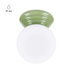 Plafonnier cramique maille / verre vert olive h 12 cm
