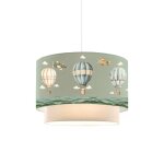 Plafonnier enfant montgolfi�re en tissu pvc vert 30x20 cm
