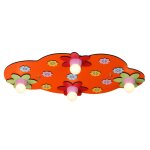 Plafonnier en forme de nuage rouge et fleurs multicolores Plafonnier en forme de nuage rouge et fleurs multicolores