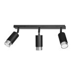 Plafonnier linéaire élégantenoire avec 3 spots chromés orientables Plafonnier linéaire élégantenoire avec 3 spots chromés orientables