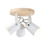 Plafonnier nordique en bois et 3 spots orientables en mtal blanc