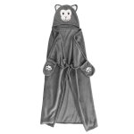 Plaid capuche 100x120 cm flanelle brodée singe Plaid capuche 100x120 cm flanelle brodée singe
