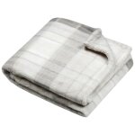 Plaid  carreaux cossais en imitation fourrure polyester beige 160 x