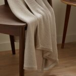 Plaid en coton beige 130x170 cm