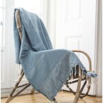 Plaid coton bleu ptrole 160x250
