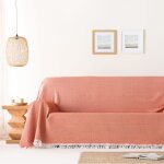 Plaid couvre - lit en coton nid d'abeille carreau 180x280 cm