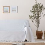 Plaid couvre - lit en coton nid d'abeille gris clair 140x180 cm