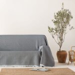 Plaid couvre - lit en coton nid d'abeille noir 140x180 cm
