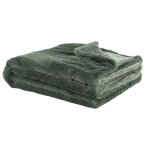 Plaid doux en polyester recycl imitation fourrure verte 130x170