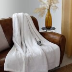 Plaid effet fourrure 2 tons et flanelle blanc 220 x 180 cm