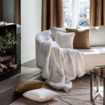 Plaid fausse fourrure souple au toucher ultra doux ecru 140x200 cm