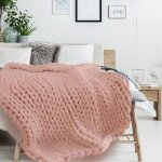 Plaid grosse maille chunky l. 150 x l. 120 cm rose