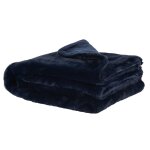 Plaid imitation fourrure bleu fonc 170x130