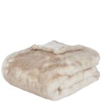Plaid imitation fourrure crme et marron 150x180