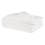 Plaid imitation fourrure motif c?ur en jacquard ecru 230x150