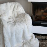 Plaid imitation poils longs longwool naturel 130x170cm