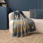 Plaid laine & autres fibres bleu 130x190 cm