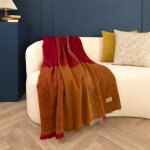 Plaid laine & autres fibres bordeaux 130x190 cm