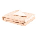 Plaid polaire en gaze de coton rose imprim toiles dores 75x100