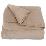 Plaid polaire en polyester recycl beige 150x230