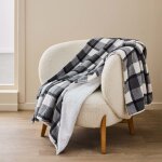 Plaid tartan et sherpa motif cossais gris 125 x 150 cm