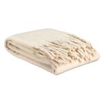 Plaid uni recycl isabel en coton recycle neige 130 x 160