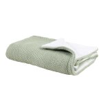 Plaid vert d'eau en maille et polaire 77x77 Plaid vert d'eau en maille et polaire 77x77