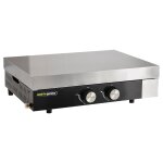 Plancha au gaz 2 brleurs plaque en fonte noire avec capot