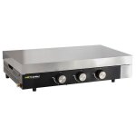 Plancha au gaz 3 brûleurs plaque en fonte noire avec capot Plancha au gaz 3 brûleurs plaque en fonte noire avec capot