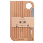 Planche et couteau  pain en bois de htre 39x23