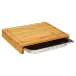 Planche  dcouper en bambou avec bac inox - 35x28x5. 5cm
