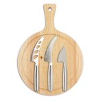 Planche  dcouper ronde et 3 couteaux  fromage