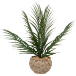 Plante verte artificielle et pot en fibres vgtales beiges