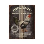 Plaque murale dcorative vintage fer multicolore rooster grains33x25cm